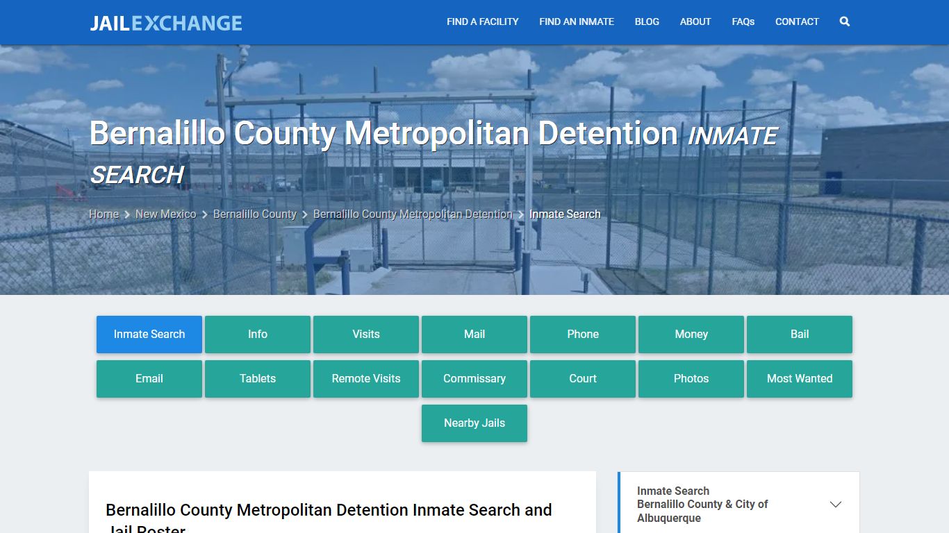 Bernalillo County Metropolitan Detention Inmate Search - Jail Exchange